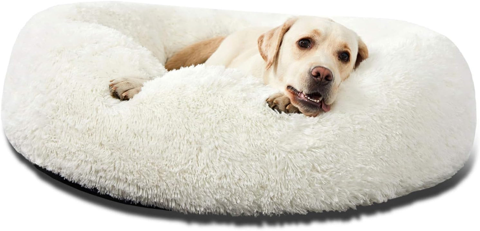 Calming Donut Cuddler Dog Bed, round Fluffy Pet Bed for Large Dogs,Washable, Large, Gray, 30''